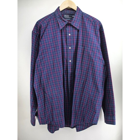 Polo Ralph Lauren Button Up XL Shirt Mens Purple Lowell Sport Long Sleeve Check‎ - Picture 1 of 6
